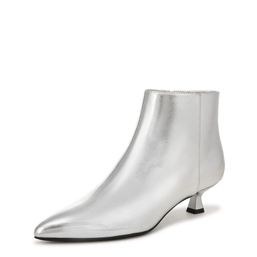 LifeStride Womens Maya Leather Ankle Boots Silver Kitten Heel Size 7 M New